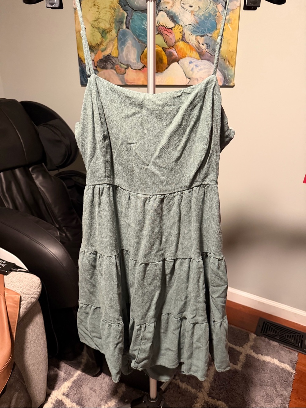 Light Sage Tiered Summer Dress - Lightweight Strappy Dress open back lulus XL